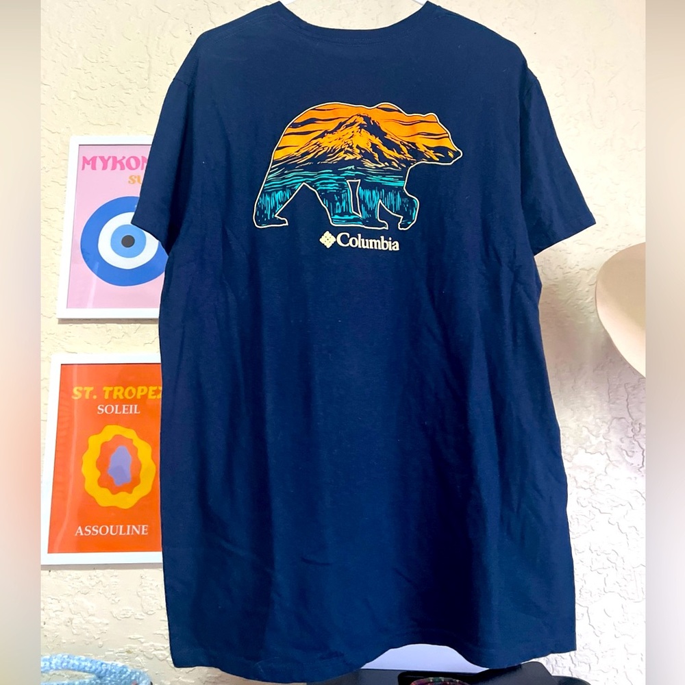 Columbia Bear Mountain Blue Men’s L Cotton Short Sleeve Shirt Colorado Cali